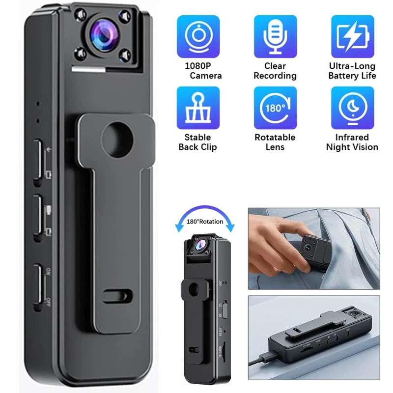 Mini Police Body Camera 1080P Video Audio Recorder Pocket Night Vision Cam US