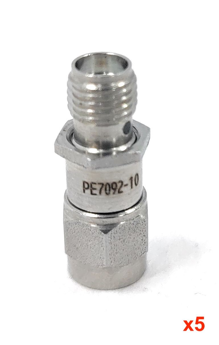 Lot of 5 Pasternack PE7092-10 DC-18GHz 10DB 2W SMA Male to Female RF Attenuator