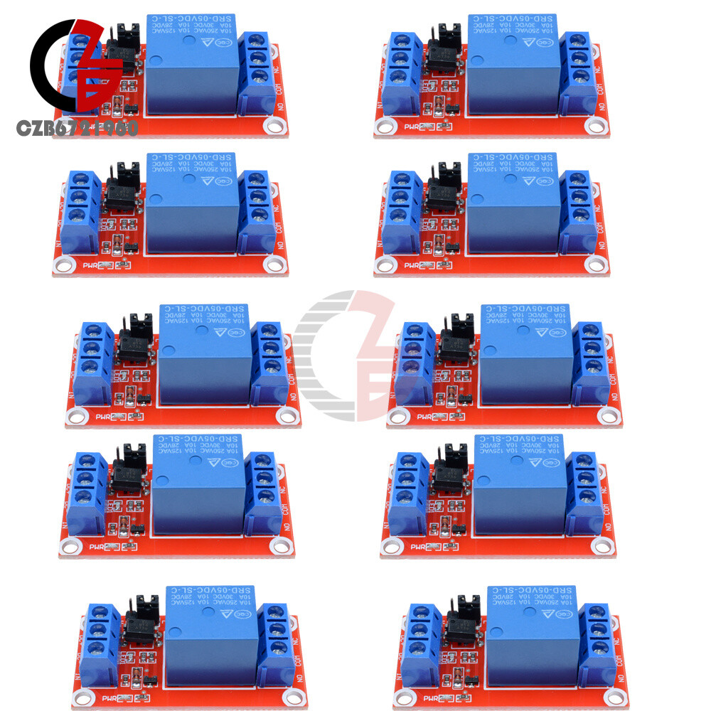 10Pcs 5V 1-Channel Optocoupler Relay Module for Arduino H/L Level Triger