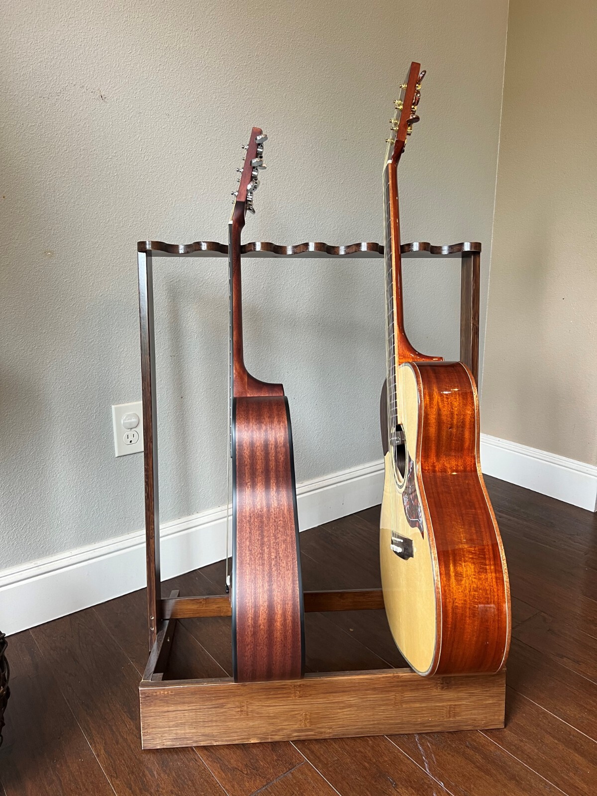 Bamboo Guitar Stand Display Rack for Multiple Instruments A single stand