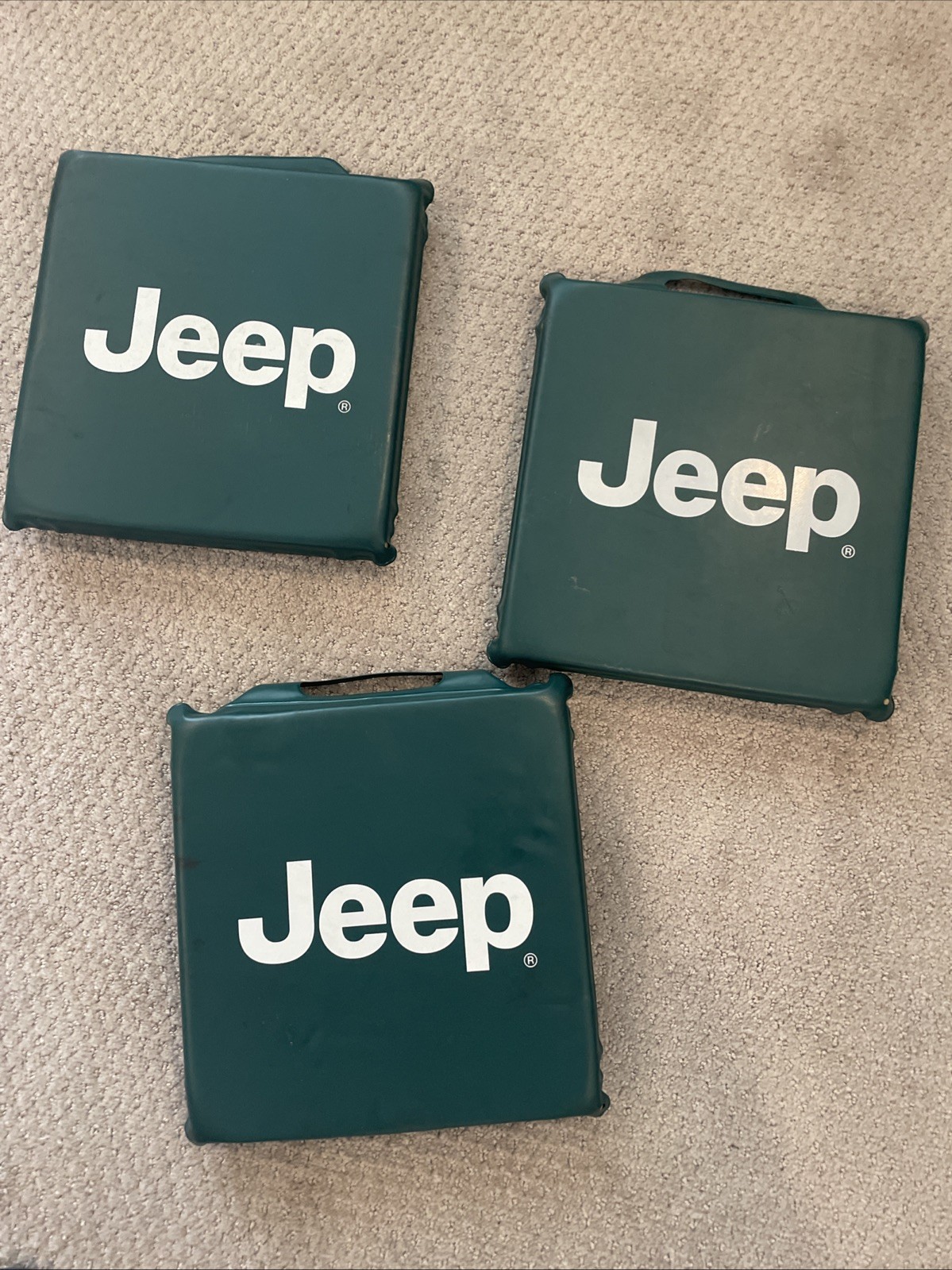 Jeep - Green Stadium Seat Cushions w/ Handles – Set of 3 – 10.5” x 11”