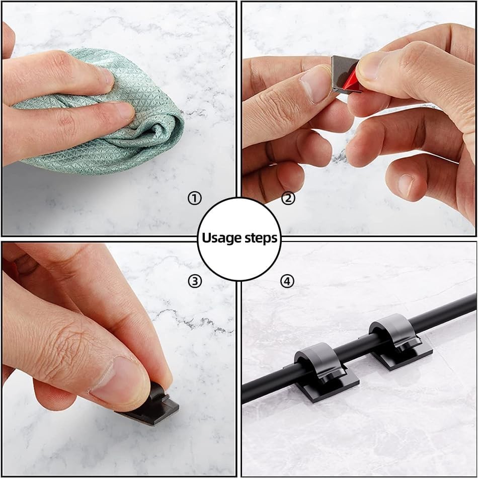 100 PCS Adhesive Cable Clips Cord Organizer Small, Medium,Large,Wire Holder f...