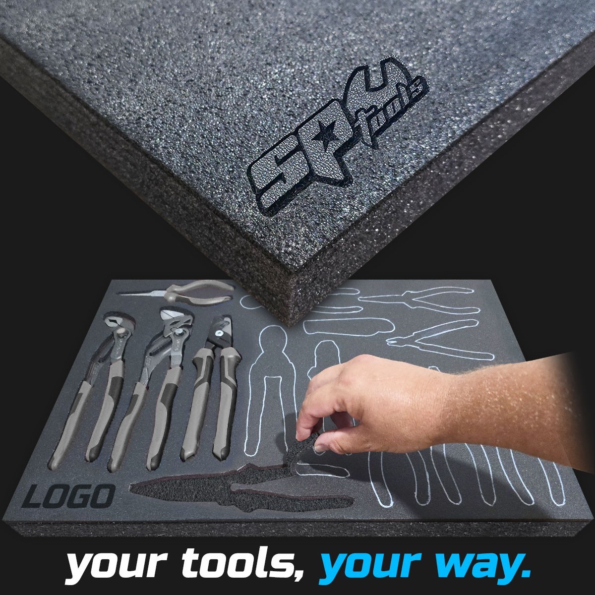 SPTOOLS DARK shadow foam tool tray insert storage organizer toolbox tool kit set
