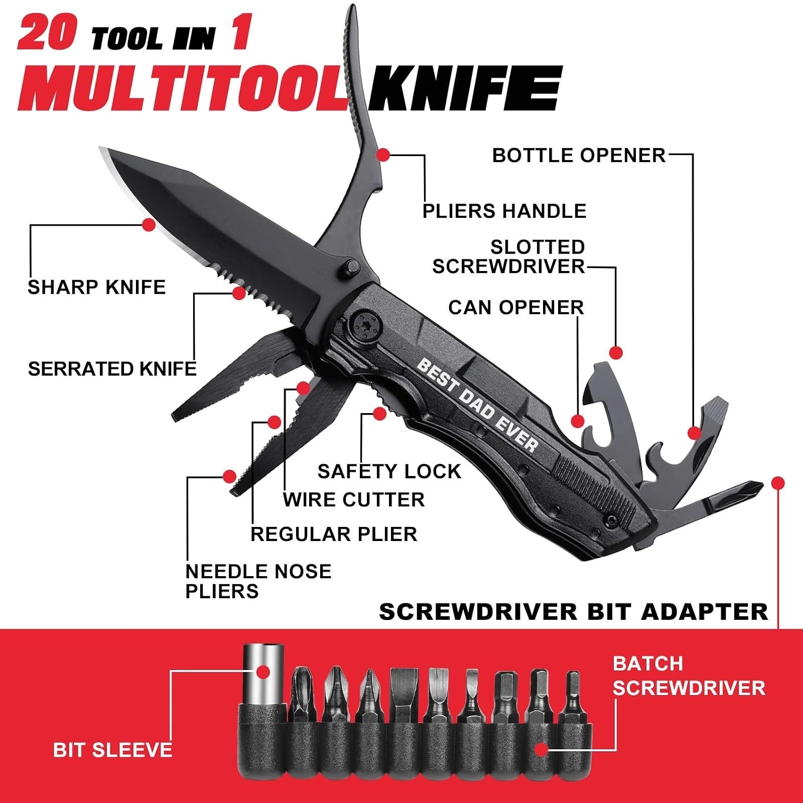 ZAVIT BEST DAD EVER Multitool Knife - Perfect Gift for Dad