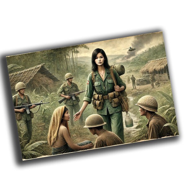 nice vintage Vietnam War woman retro WW2 Photo Glossy 4*6 in P58