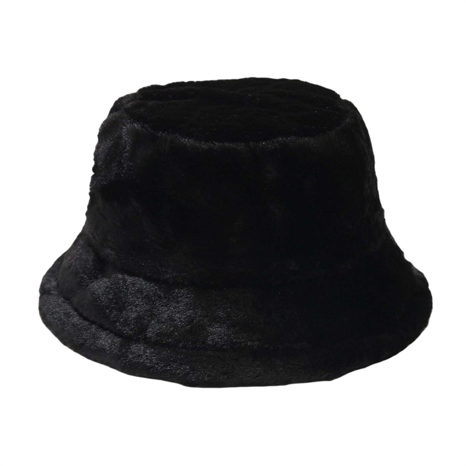 Winter Faux Fur Fuzzy Solid Color Bucket Hat Fluffy Warm Hat Fisherman for Women
