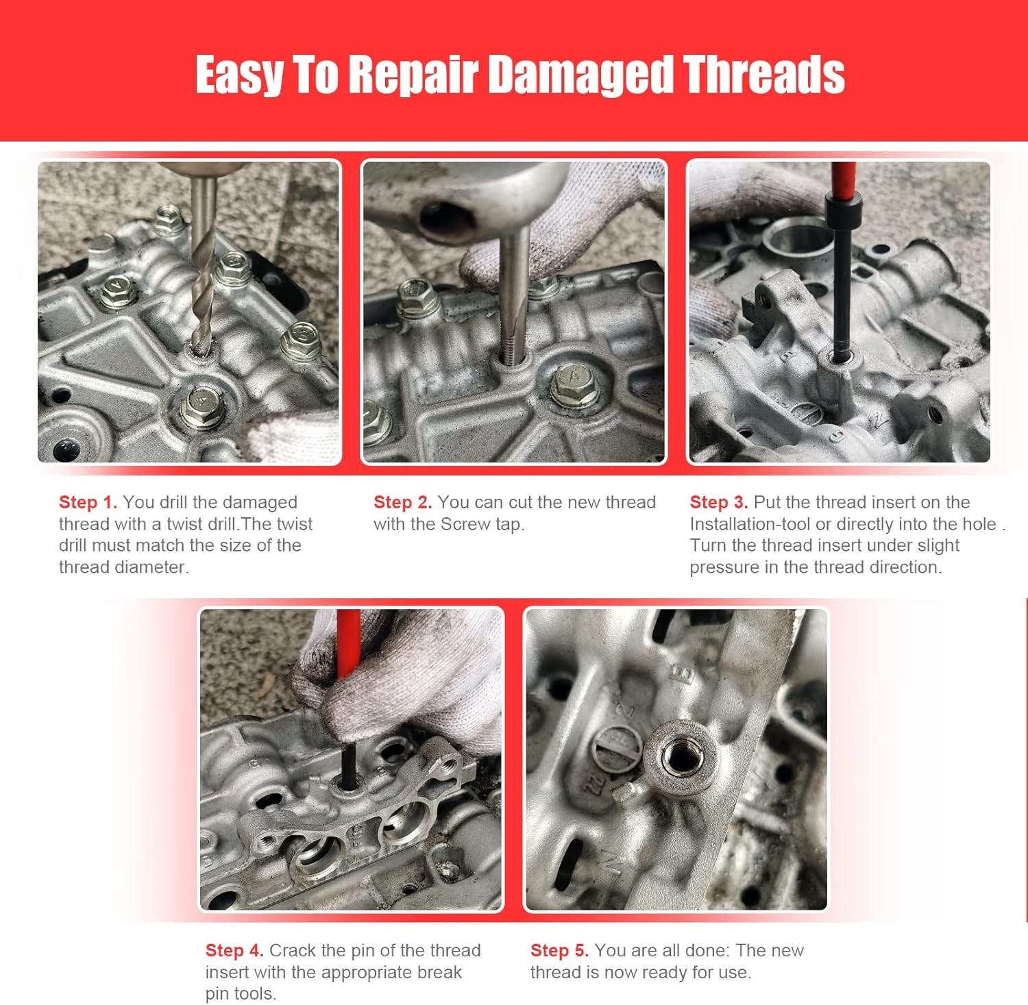 M14x1.5 Metric Thread Repair Kit with HSS Drill & Stainless Inserts