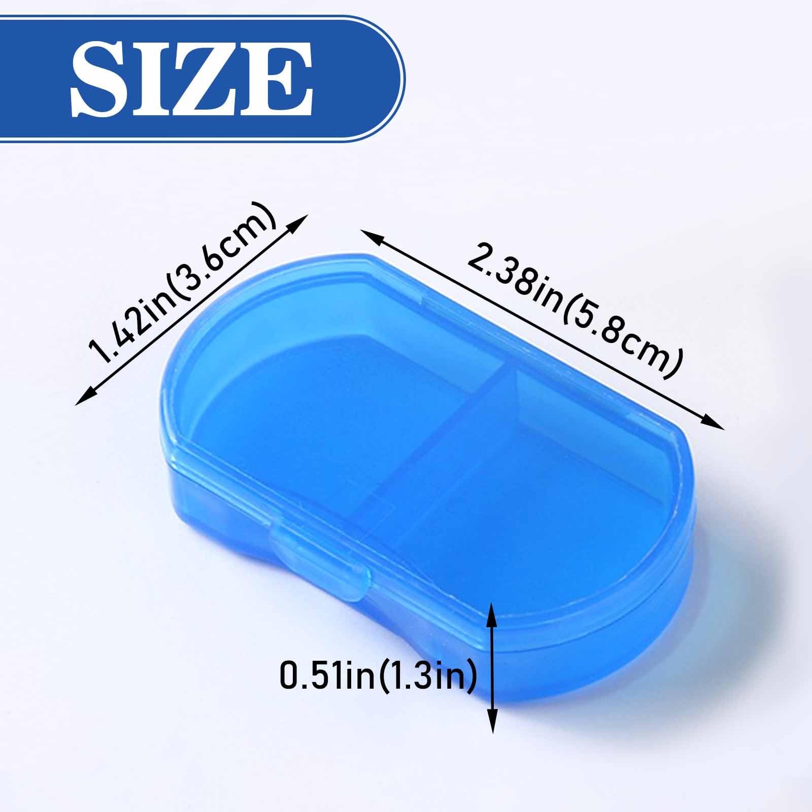 Pill Case for Purse Small Organizer Portable 2-Grids Box, Blue 1pcs
