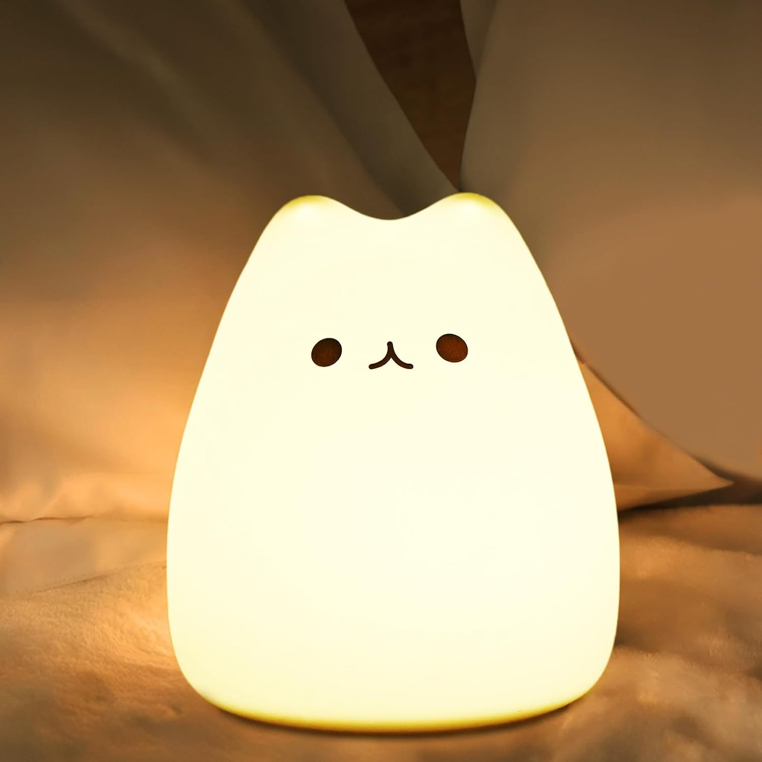 LED Cat Night Light, Battery Powered 4 x 3.54 x 3.5 inches, White