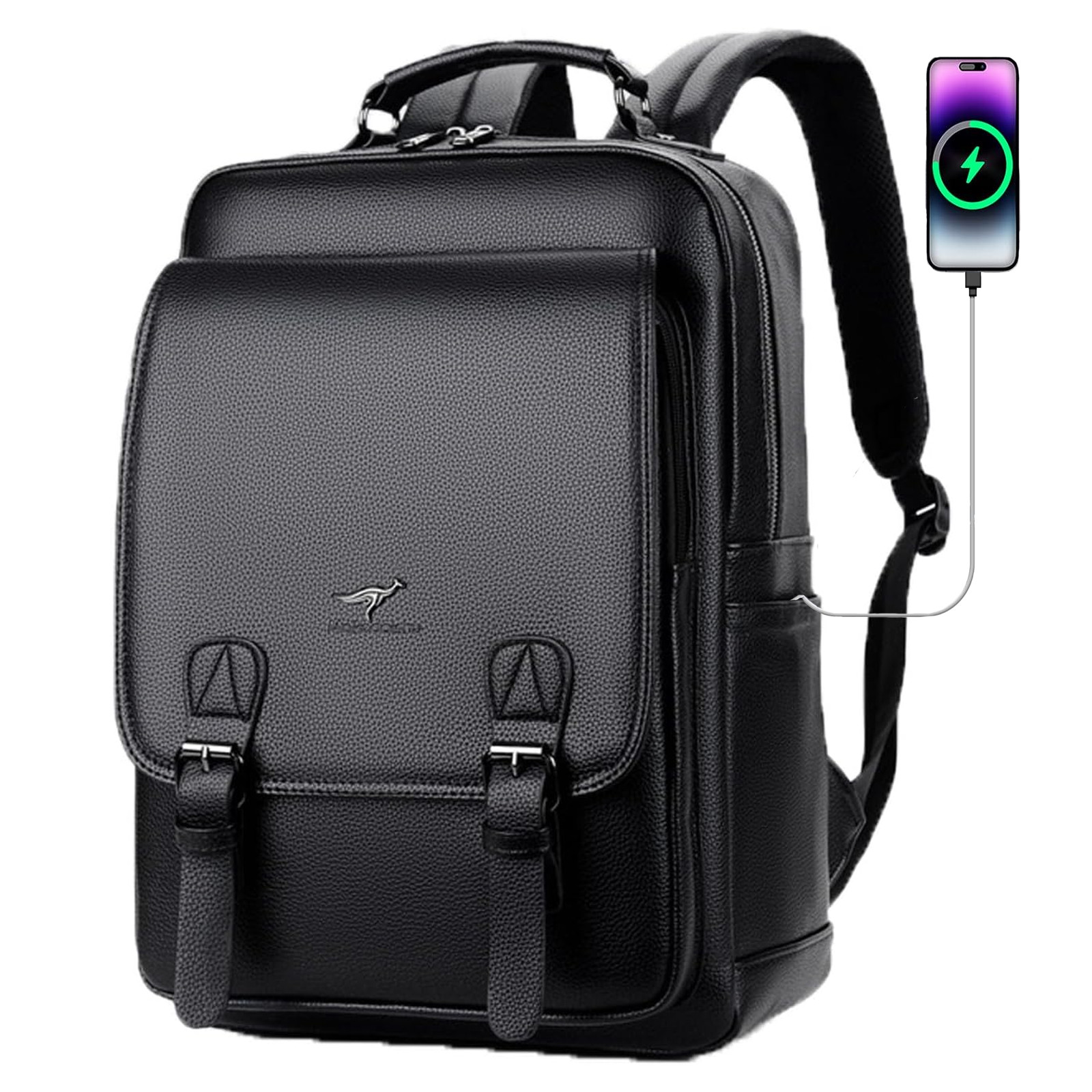 Business Mens Leather School Backpack Laptop Travel Waterproof Bag 6010