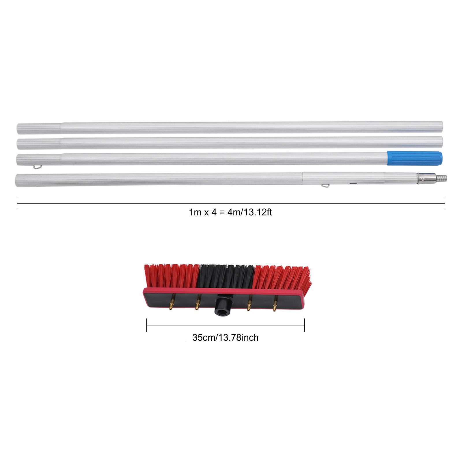13.12ft Solar Panel Cleaning Brush Outdoor Window Adjustable Pole Cleaning Kit
