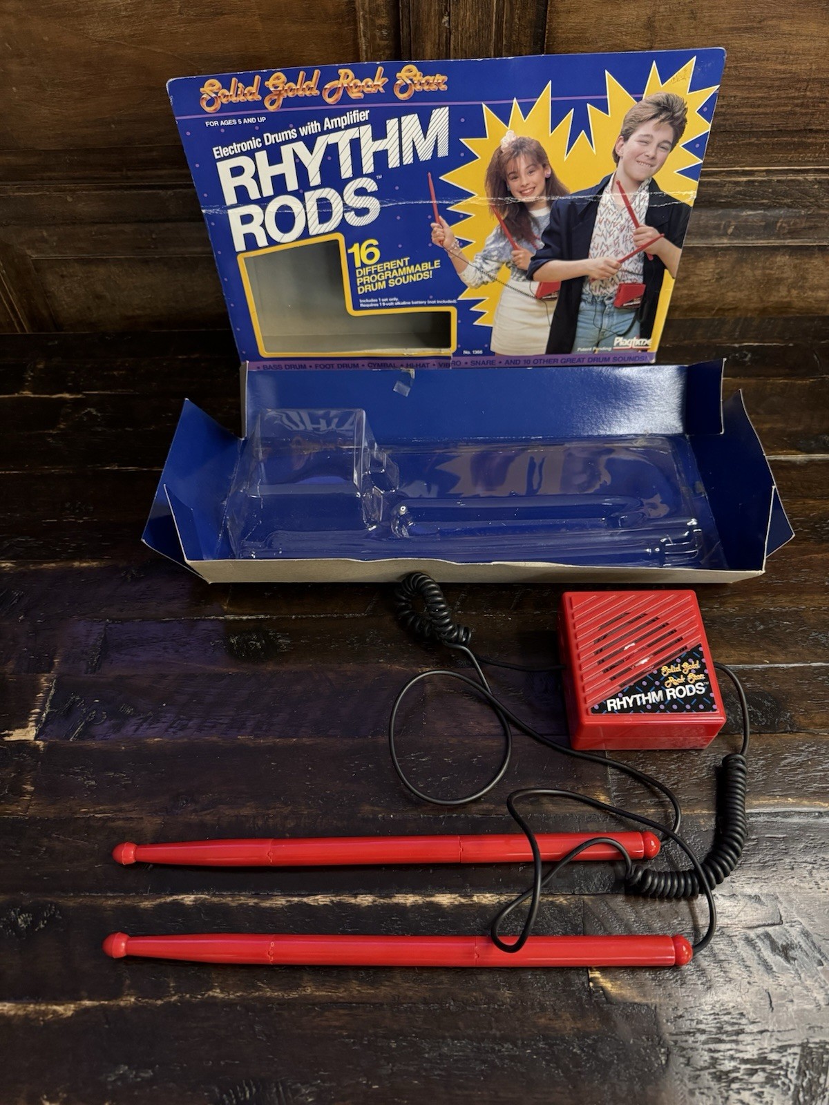 Rhythm Rods Drum Amplifier Vintage Toy 80s Playtime Original Box Red Music Rare