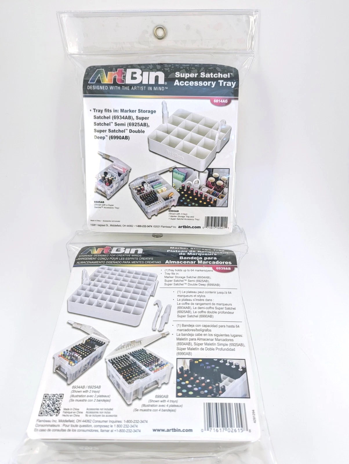 Set of 2 Artbin Trays 6939AB (64 Pens) 6814AG (16 Accessory) Open Packages