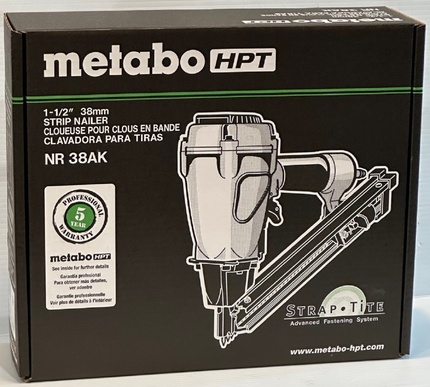METABO HPT NR38AK 1-1/2 INCH STRAP-TITE METAL CONNECTOR NAILER.