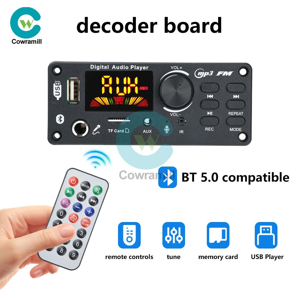 DC 5-12V Amplifier Bluetooth Audio Lossless Decoding Board Music Player FM Radio