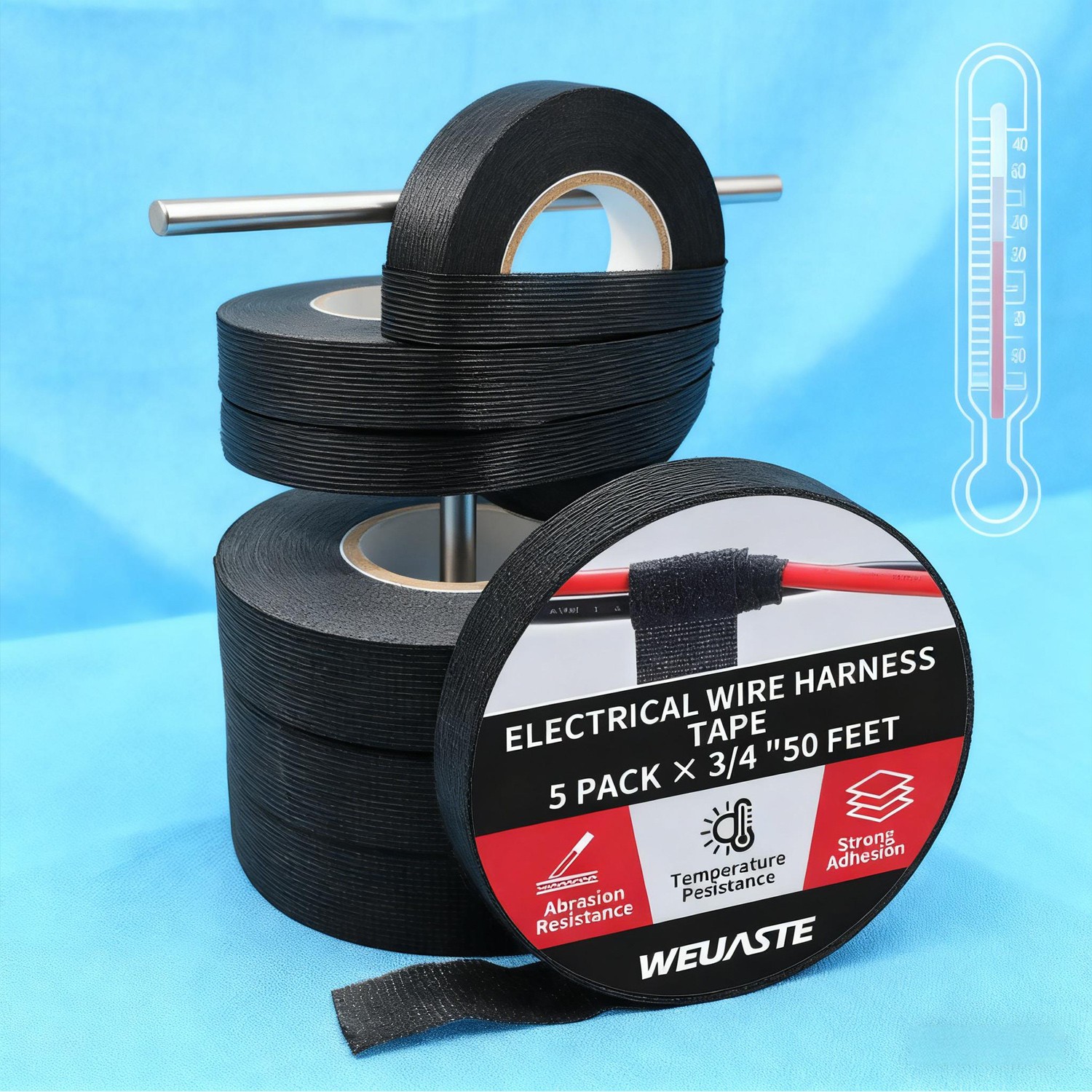 High Temp Wiring Harness Tape 5 Pack 3/4"x50FT - Self-Adhesive for Appliance 12