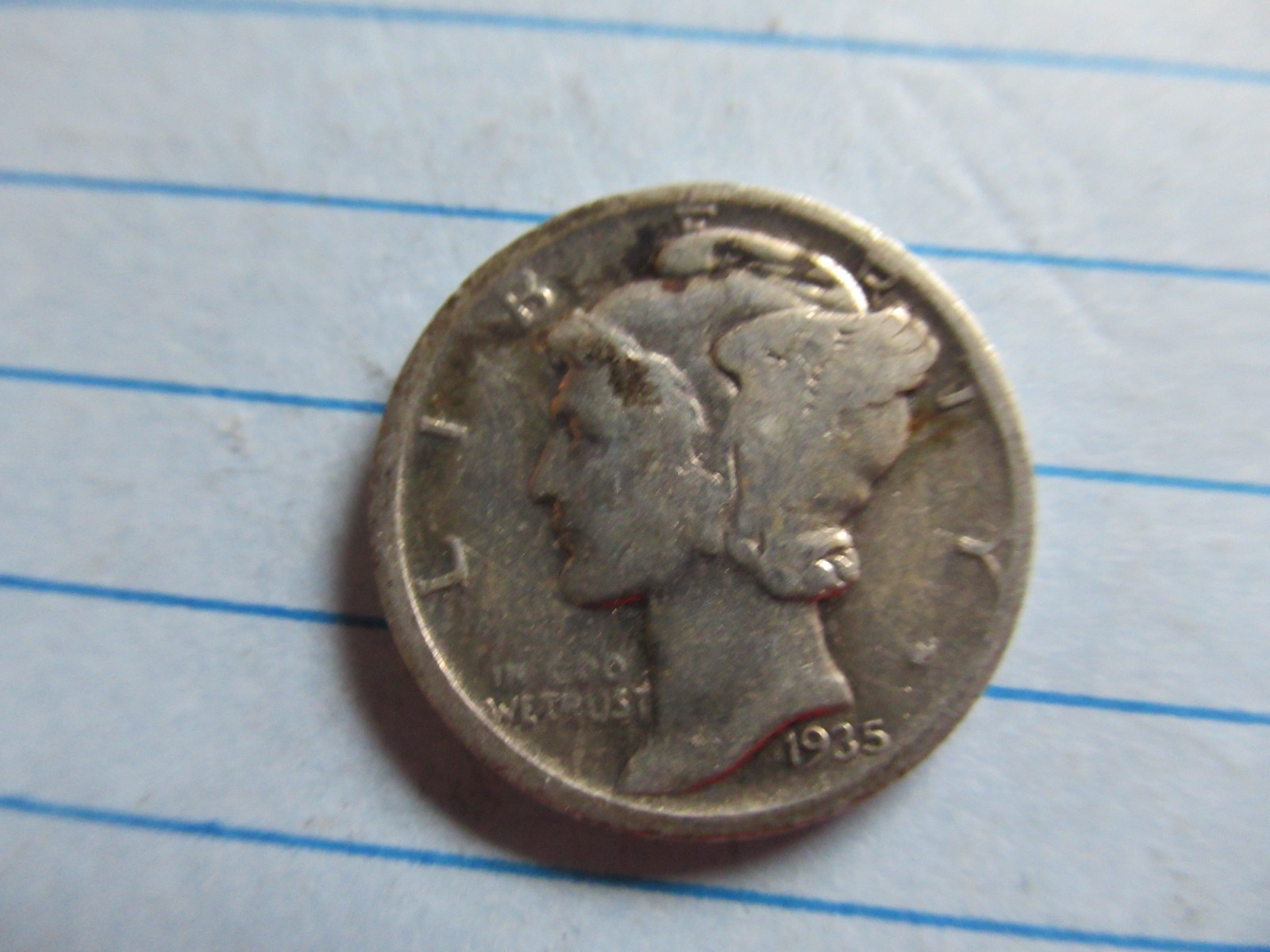 1935-D Mercury Silver Dime VG r