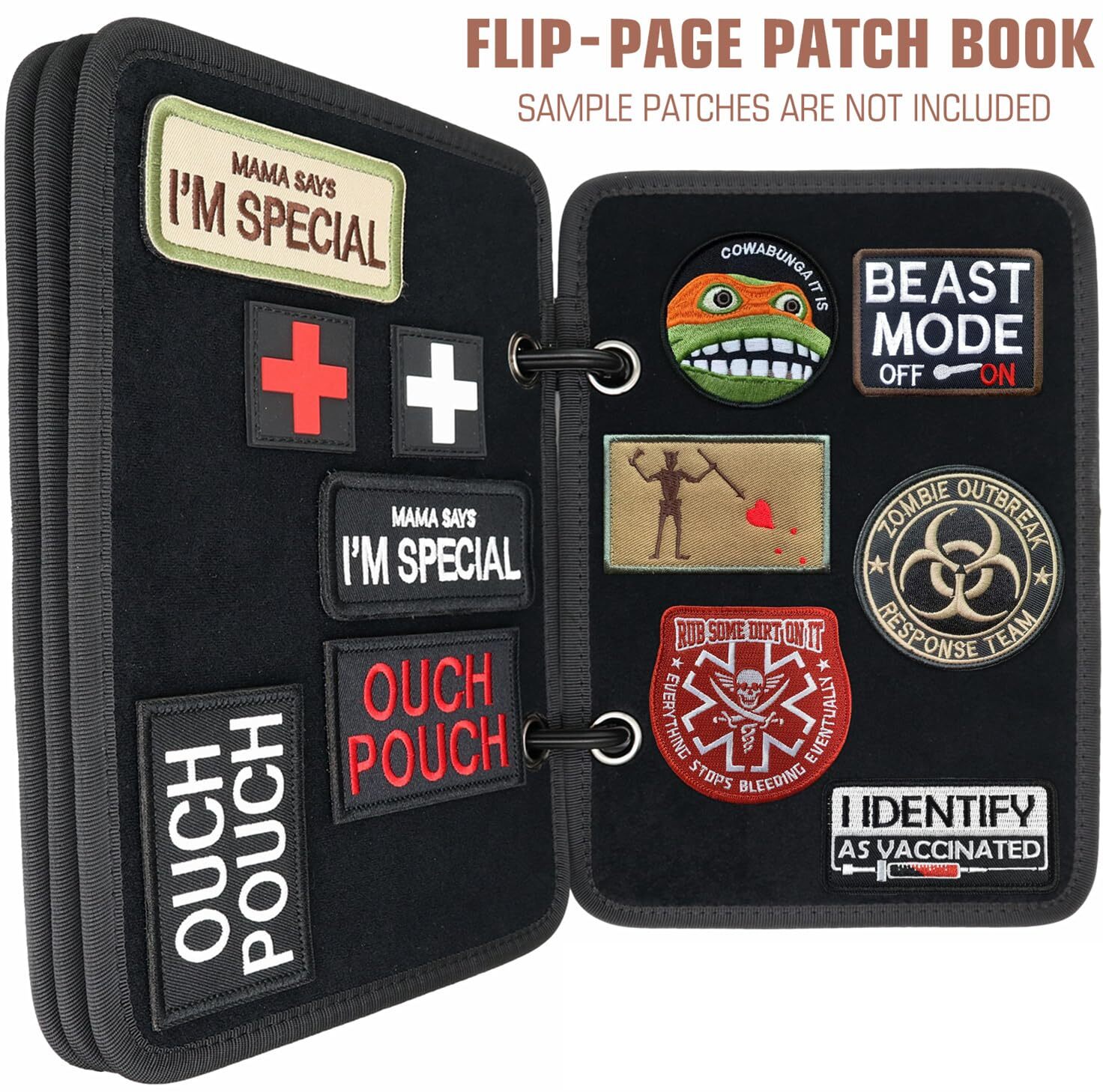 4 Flip-Page Patch Booklet Tactical Morale Badge Patches Organizer Display Board