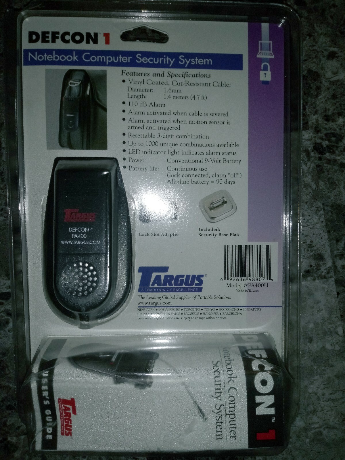 Targus PA400U Defcon 1 Notebook Computer Security System - New