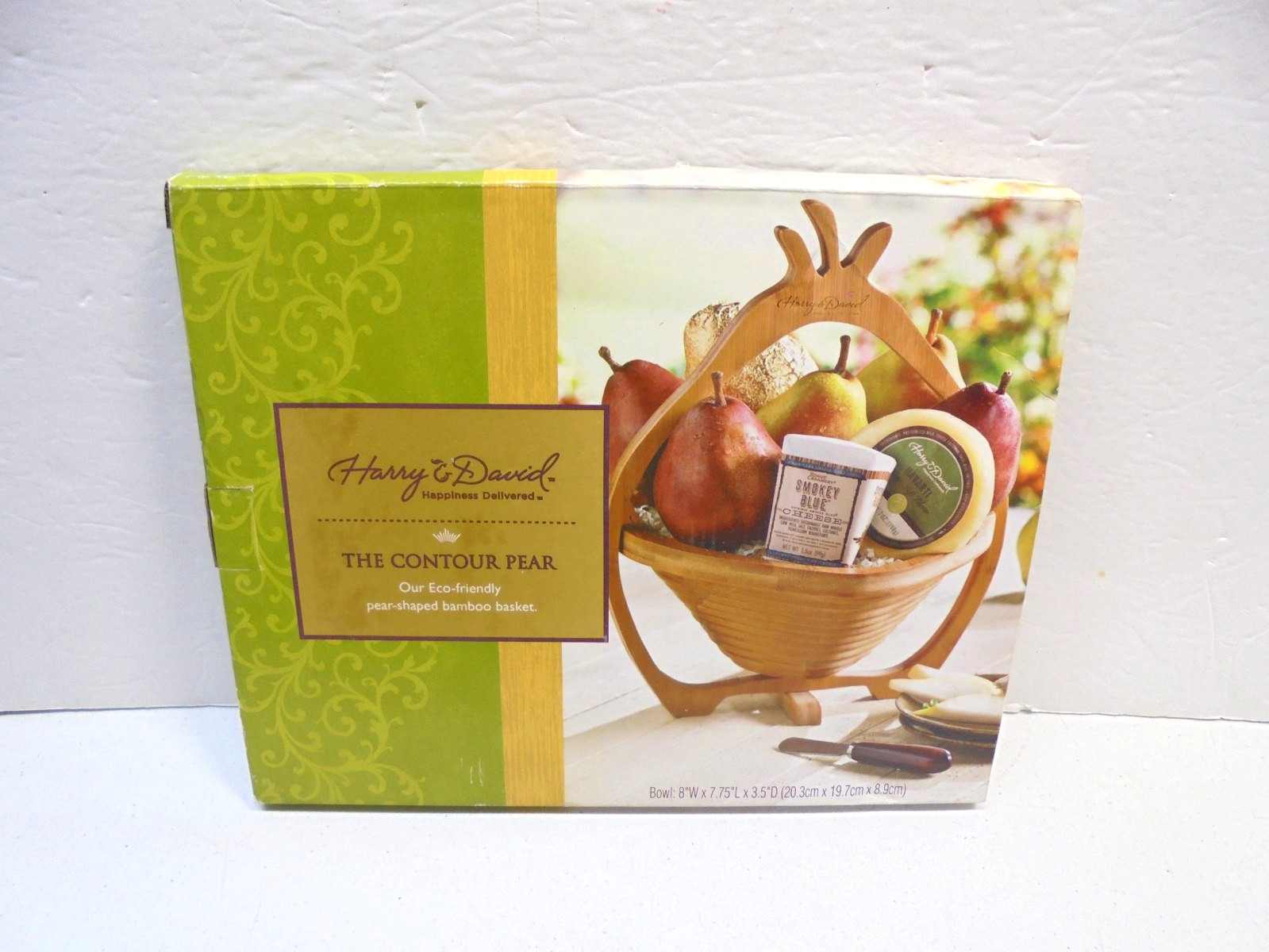Harry & David Contour Pear Shaped Collapsible Bamboo Basket
