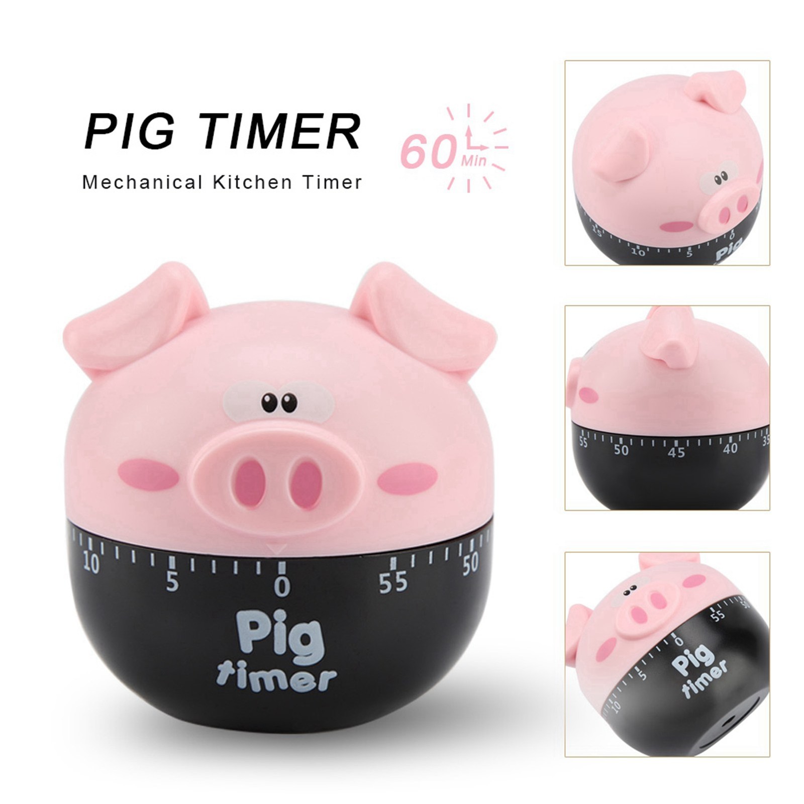 Cartoon Pig Kitchen Timer Mechanical Timers Counters For Cooking Timing Tool V5e