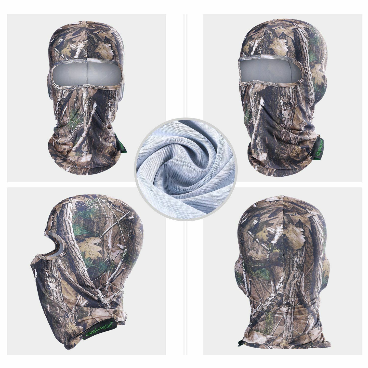 2PCS Real Tree Camo Balaclava Full Face Mask UV Protection Tactical Shiesty Mask