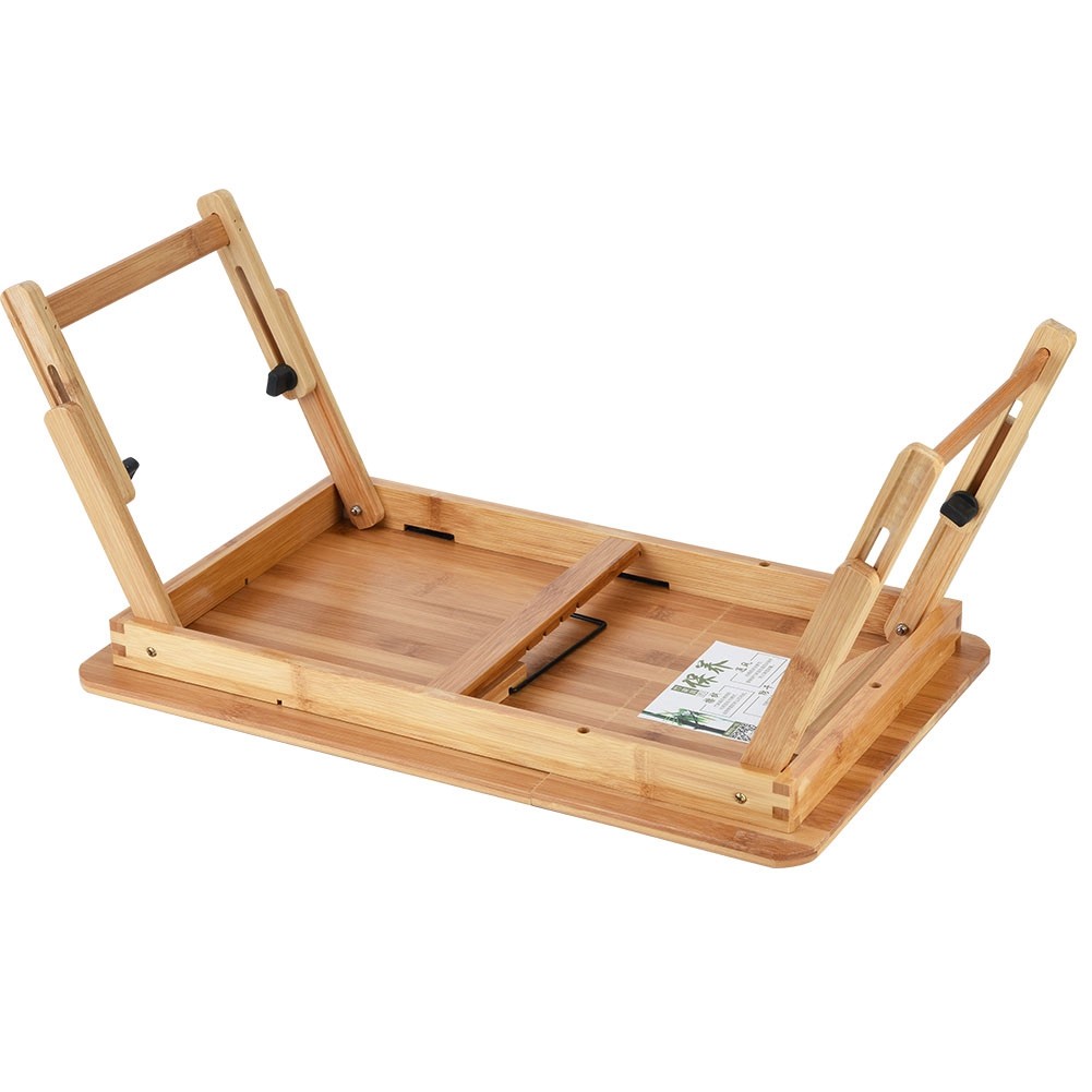 Portable Bamboo Laptop Desk for Bed Sofa Reading Working with Cup Holder