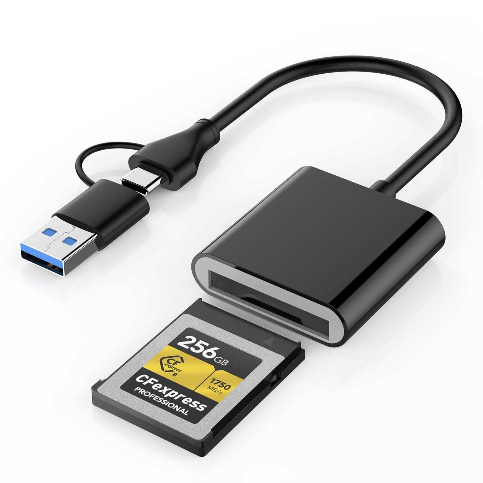 CFexpress Type B Card Reader with USB 3.2 (Gen 2) 10Gbps USB C&USB A 2 in 1 Type