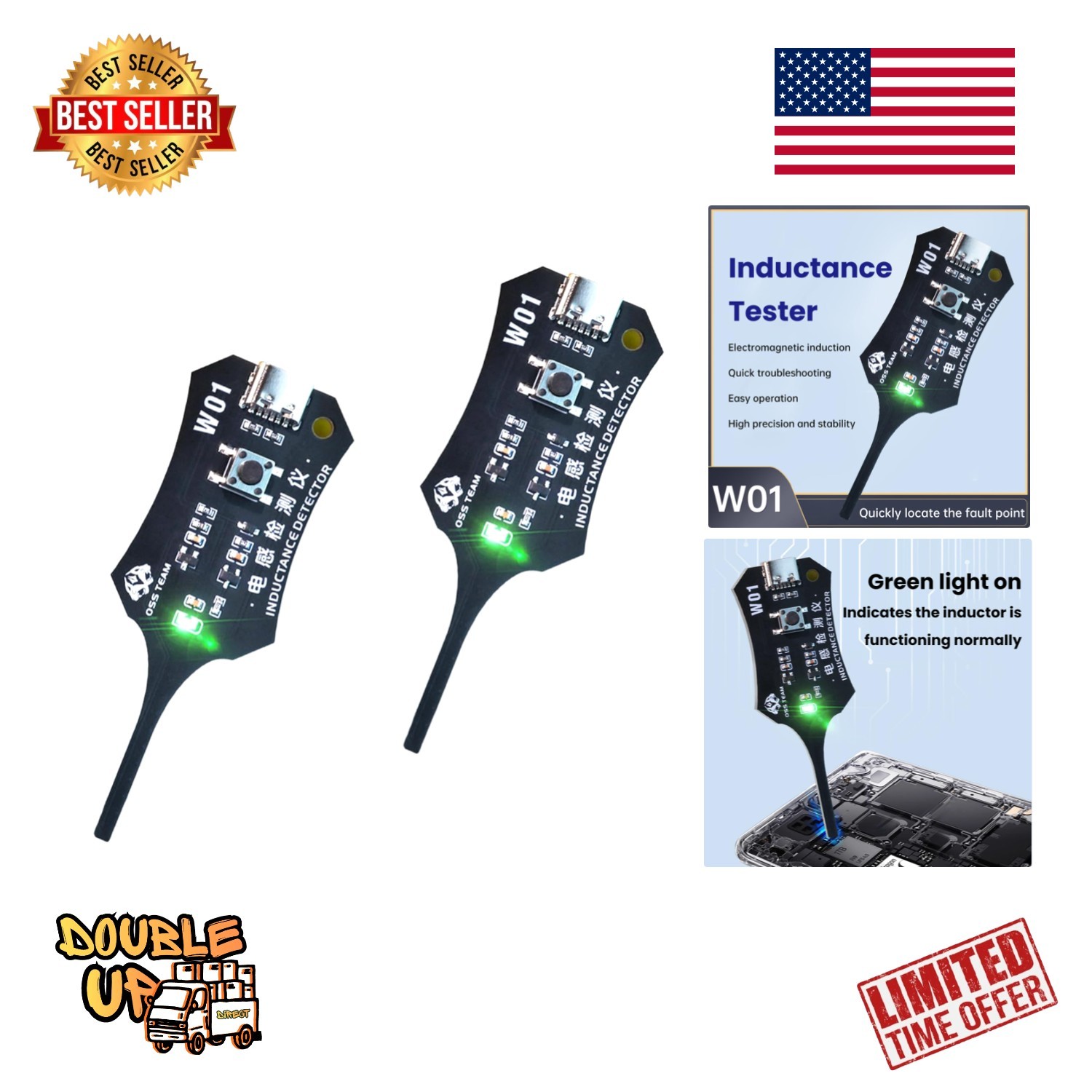 Versatile Type-C Powered Mini Inductor Testing Tool - 2 Pcs for Fast Diagnosis