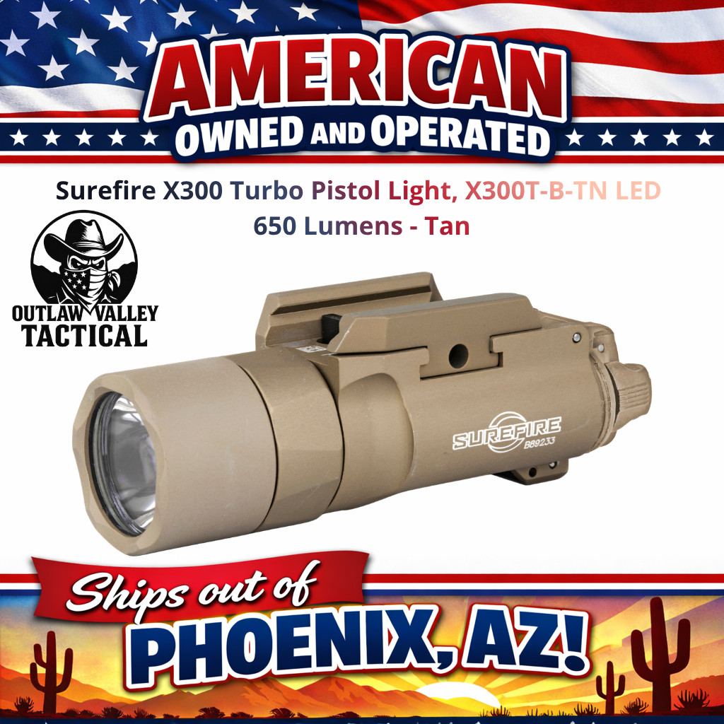 Surefire X300 Turbo- B LED Pistol Light, 650 Lumens, 66,000 Candela X300T-B-TN