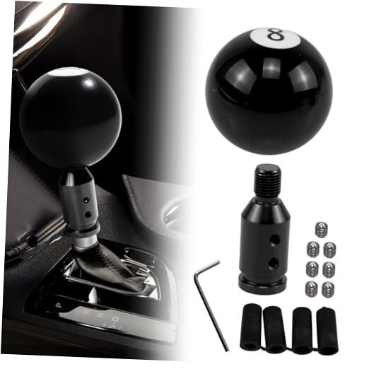 RYANSTAR Black 8 Round Ball Gear Shift Knob - Universal Compatible with 8 Ball