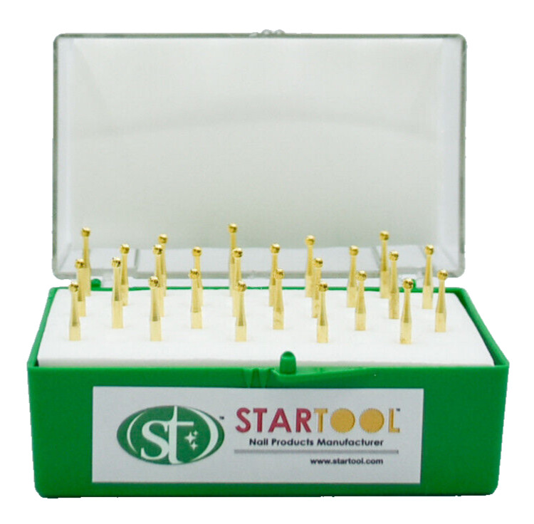 Startool Acrylic Nail Drill 3/32" Ball Cuticle Cleaner Gold *( 2 Pieces )