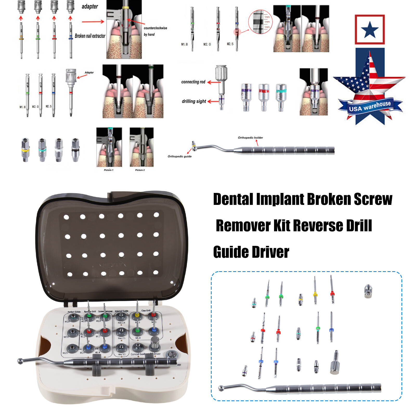 Dental Implant Broken Screw Remover Reverse Drill Guide Driver SR Neobiotech