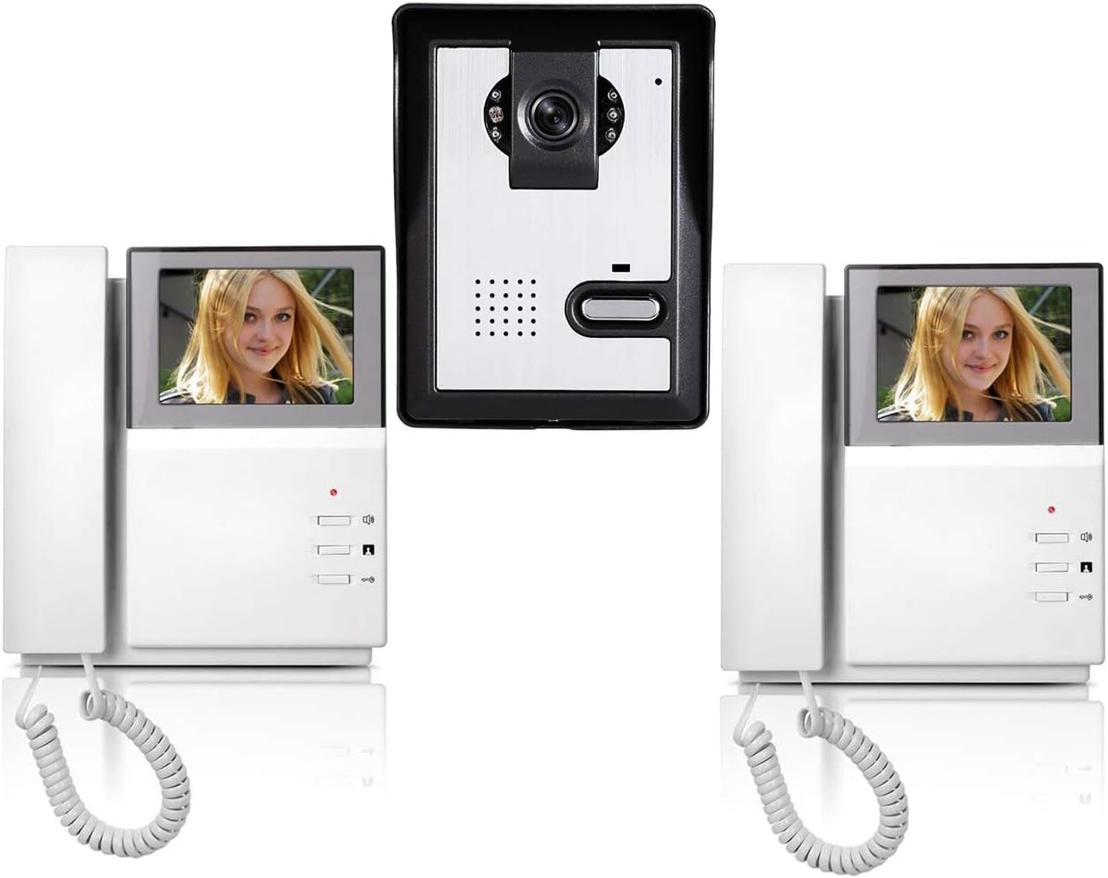 Wired Video Intercom Doorbell System 4.3 Inches HD LCD 2- Monitor Video Door Pho