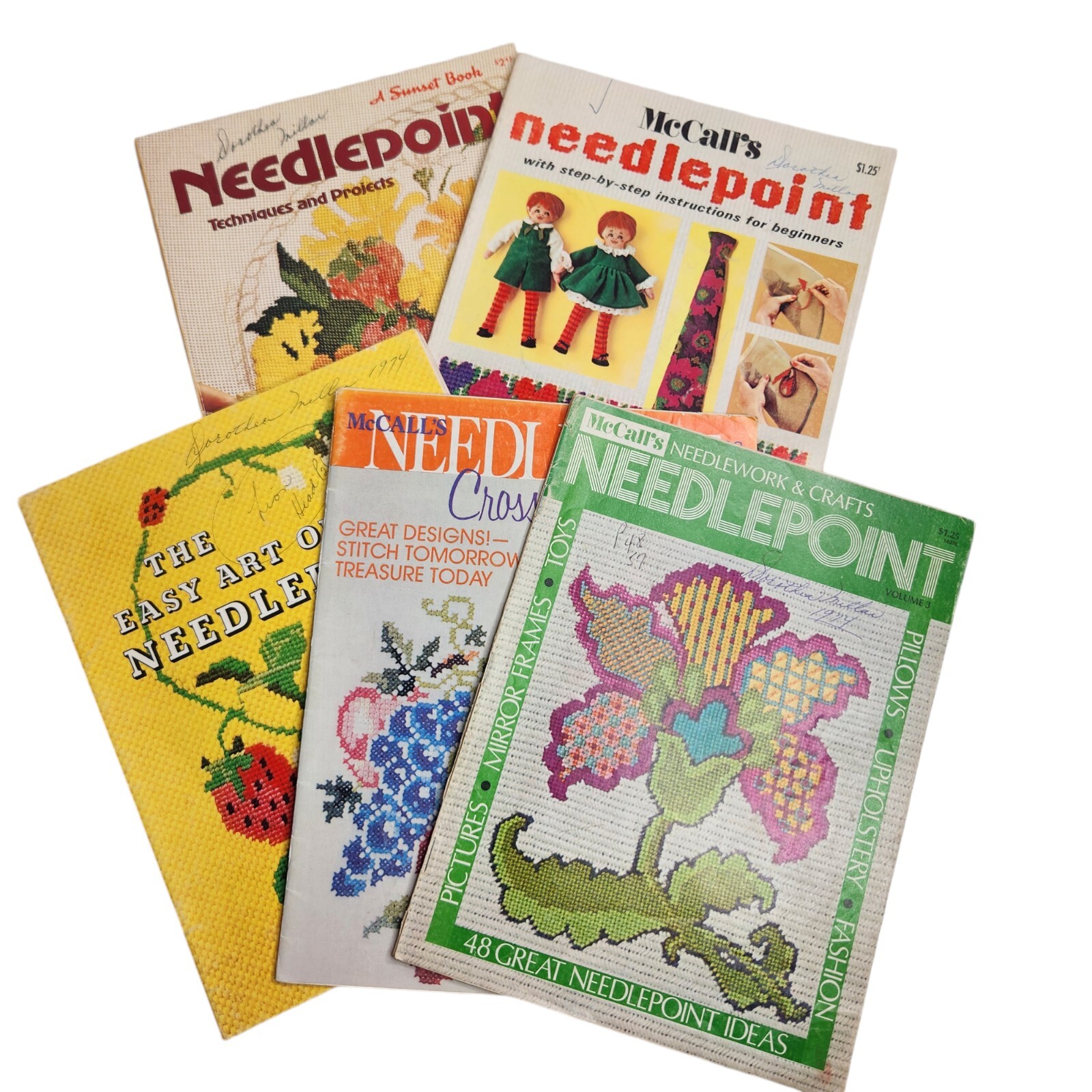 Vintage Needlepoint Lot of Craft Patterns Cross Stitch Books McCalls Lot of 5