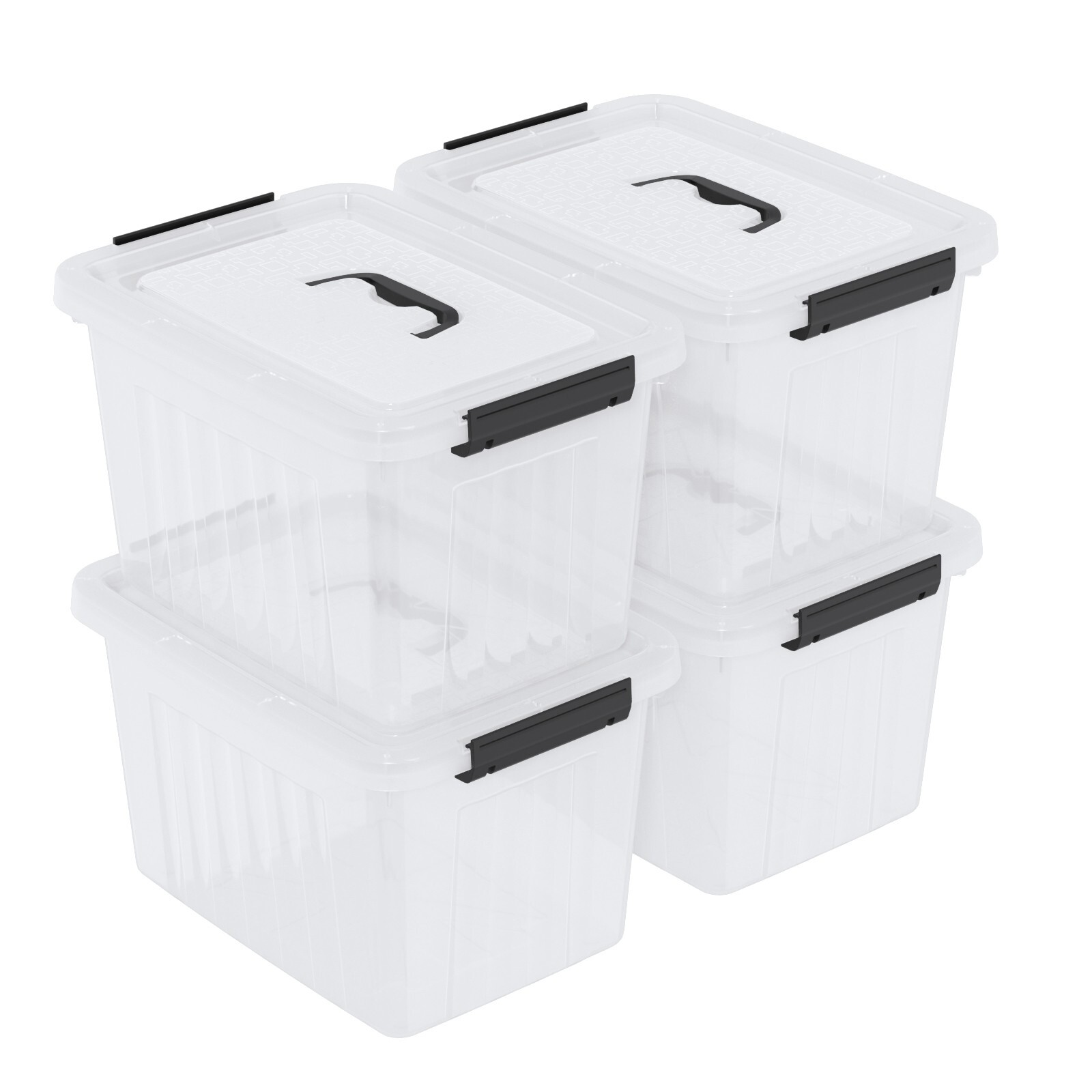 Lasbily 4 Packs 20 L Clear Plastic Storage Bins Containers with Lids and Handles