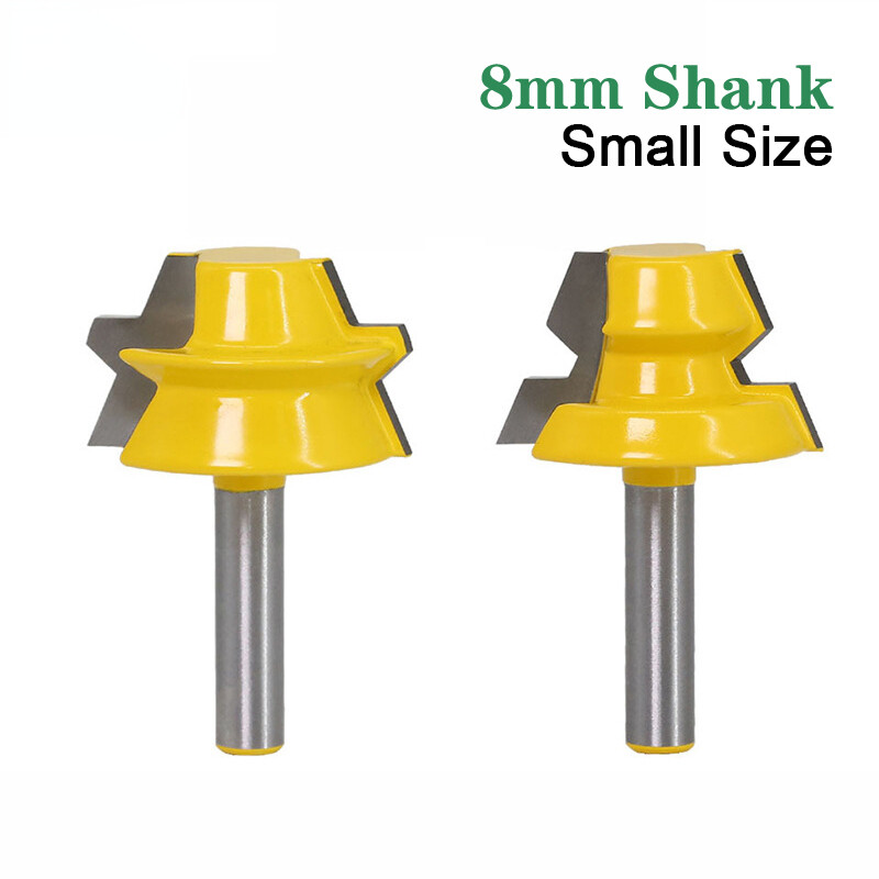 2pcs 8mm Shank Milling Cutter Lock Miter 22.5 Degree Glue Joinery Router Bit
