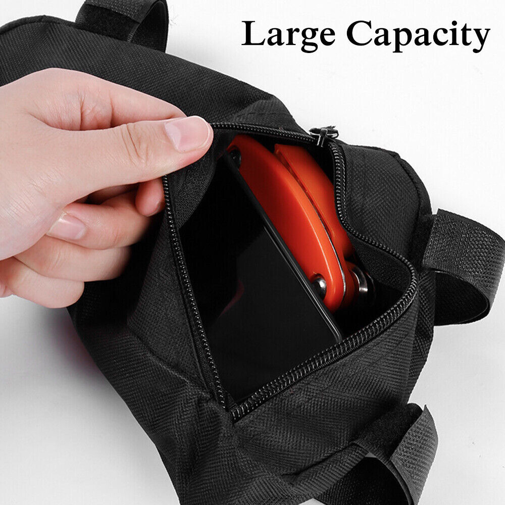 Triangle Saddle Frame Bike Bag Bicycle Storage Adjustable Cycling Pouch Black