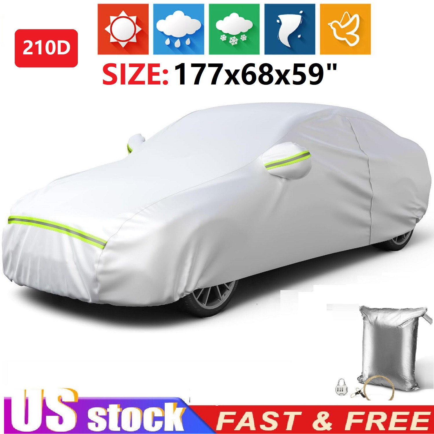 For Chevrolet Trax Car Cover with Zipper 210D Thicken Sun All Weather Protection