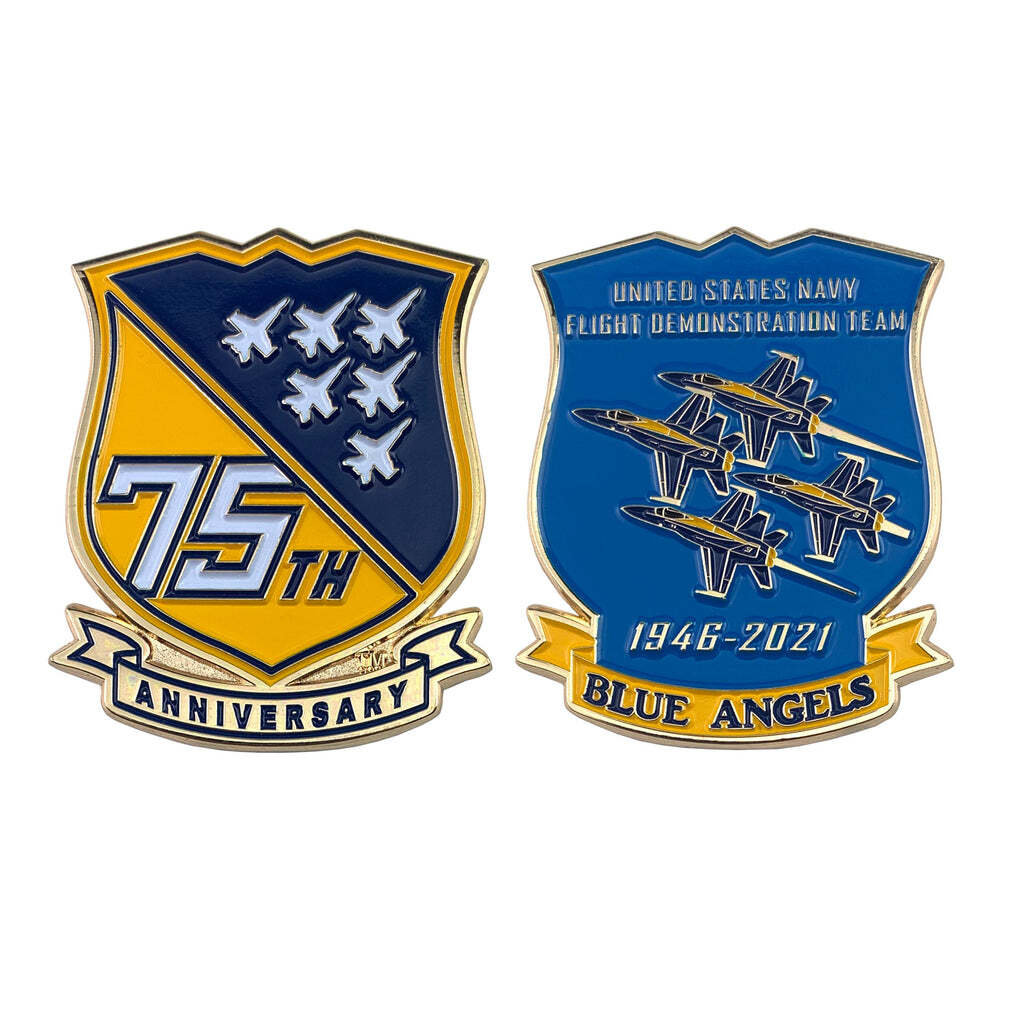 Blue Angels 75th Anniversary Shield U.S. Genuine 2.25" Challenge Coin