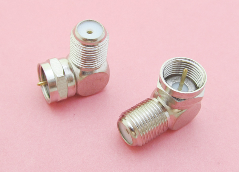 10x F Male Plug to F Female Jack Right Angle Coaxial Adapter Connector Nickel TV