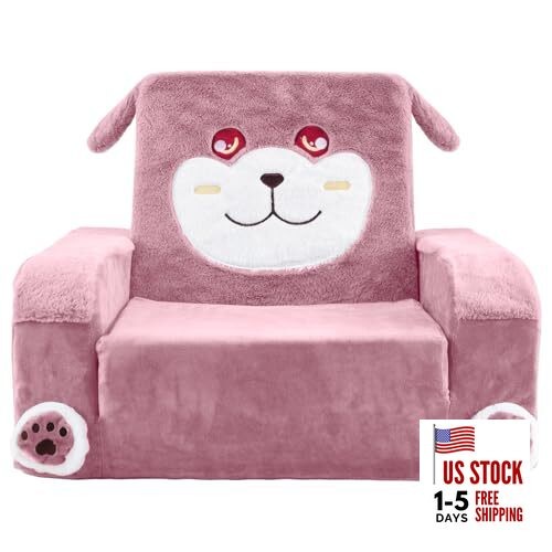Toddler Couch Chair Comfy, Kids Couch Peach Squared Kids Couch with armrests