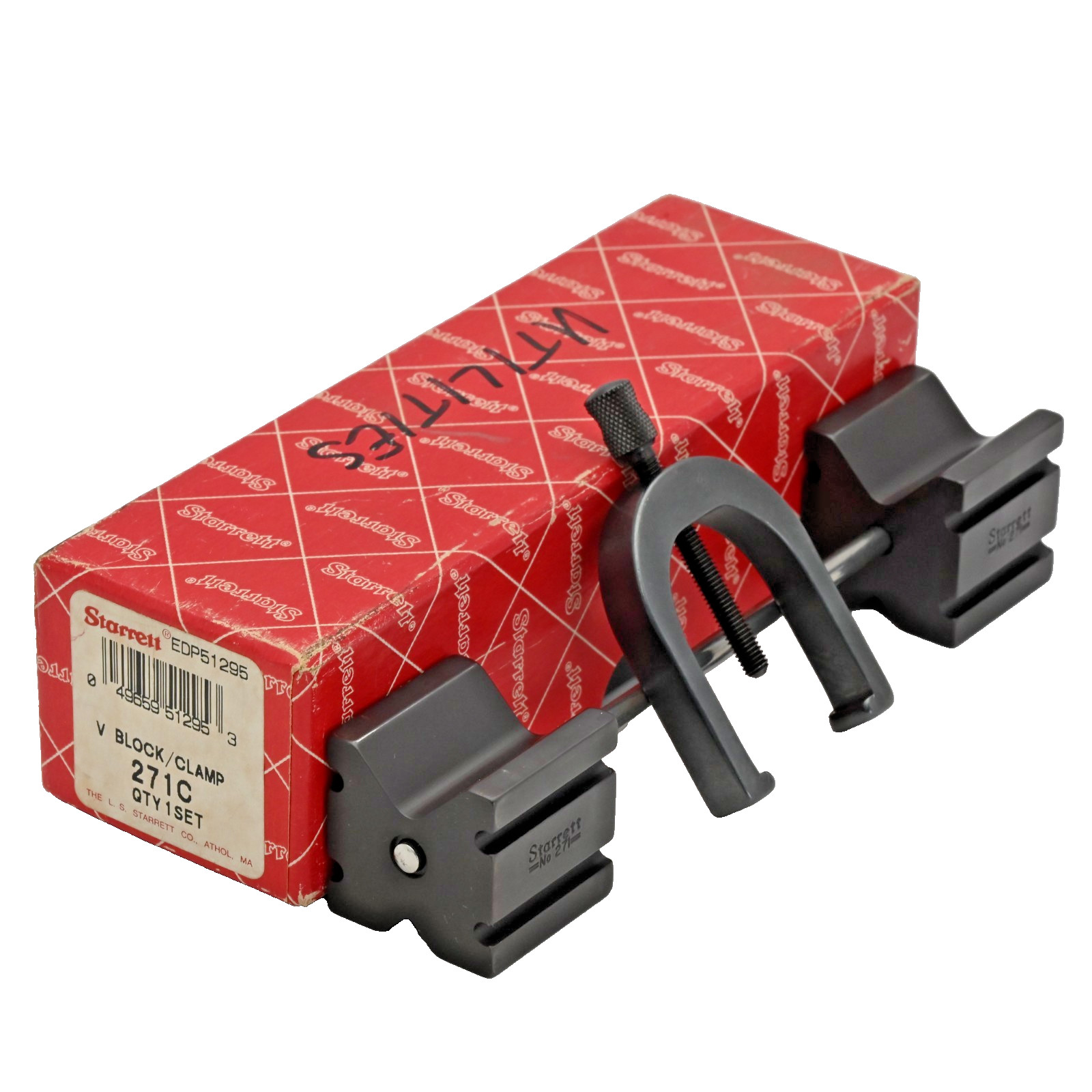 Starrett 271C V-Block and Clamp Set, 1-1/4" (32mm) Capacity, EDP51295