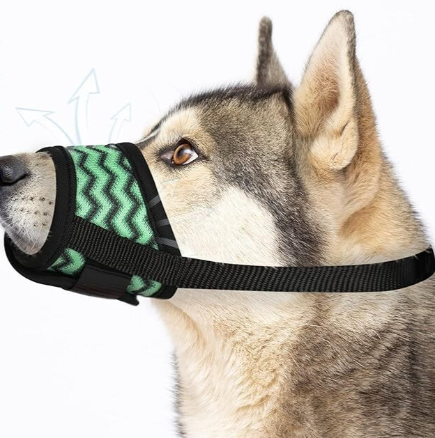 Starpetgo Soft 3D Mesh Dog Muzzle Adjustable Green Black Size 2XL new