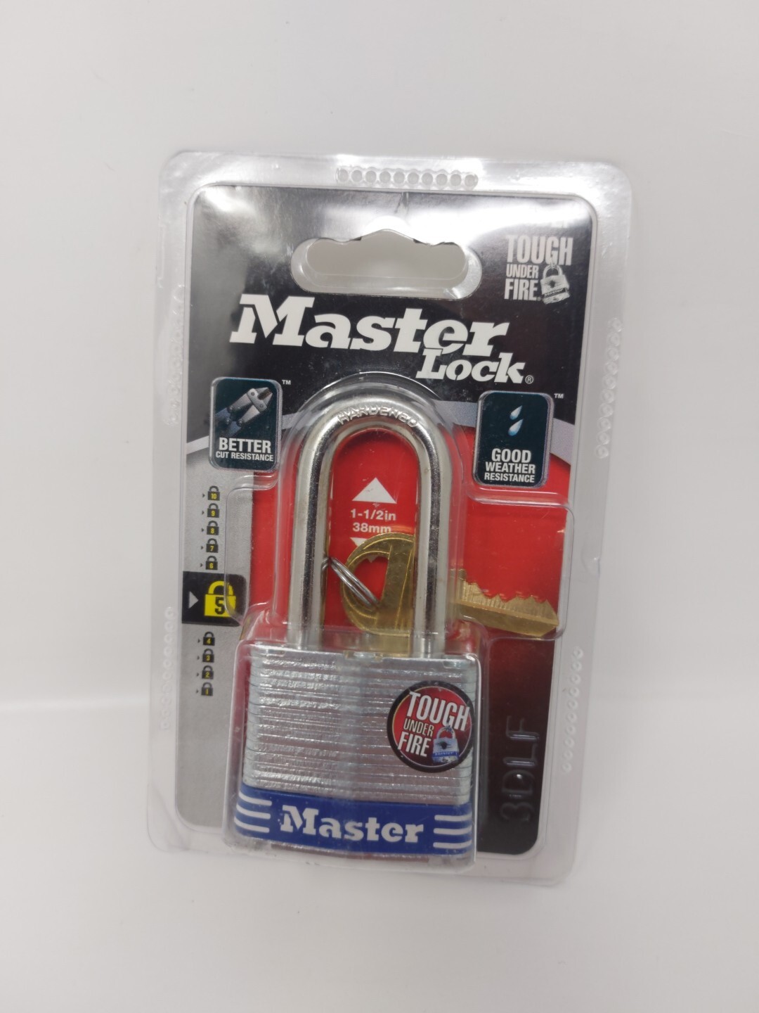 Master Lock 3DLF 1-1/2" No. 3 Long Shackle Laminated Padlock NEW