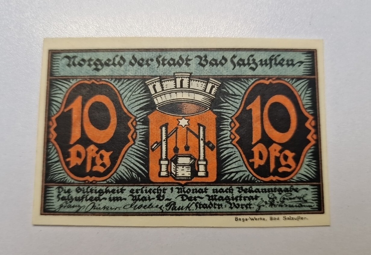10 Pfennig Excellent Condition Old BANKNOTE Germany