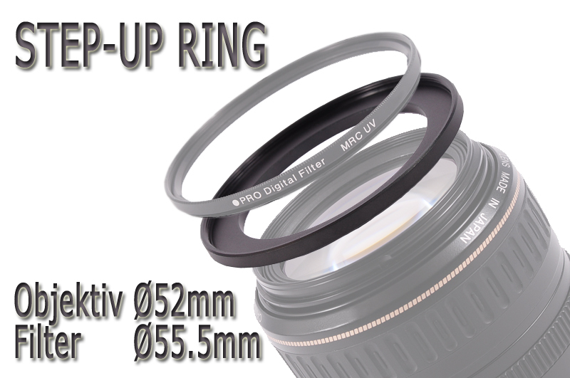 52-55.5mm Step-Up Ring Filter Adapter Adapter Ring 52mm - 55.5mm