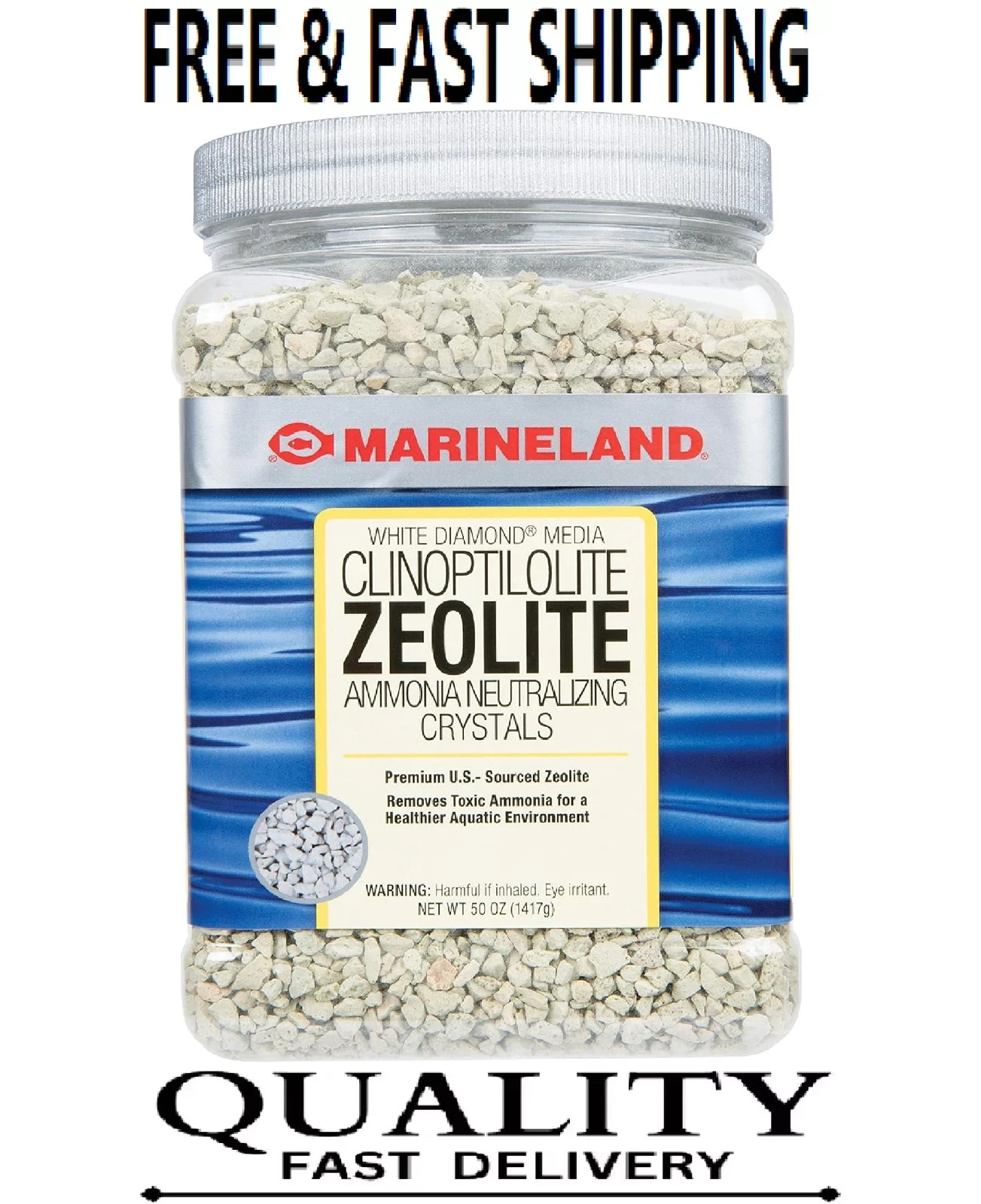 White Diamond 50 Ounces, Removes Toxic Ammonia, aquarium Filter Media