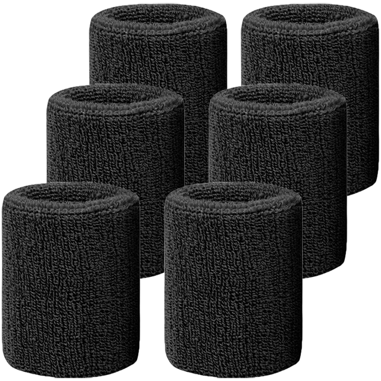 4 Inch Absorbent Wrist Sweatbands for Sports - Breathable Cotton, 6 Pack