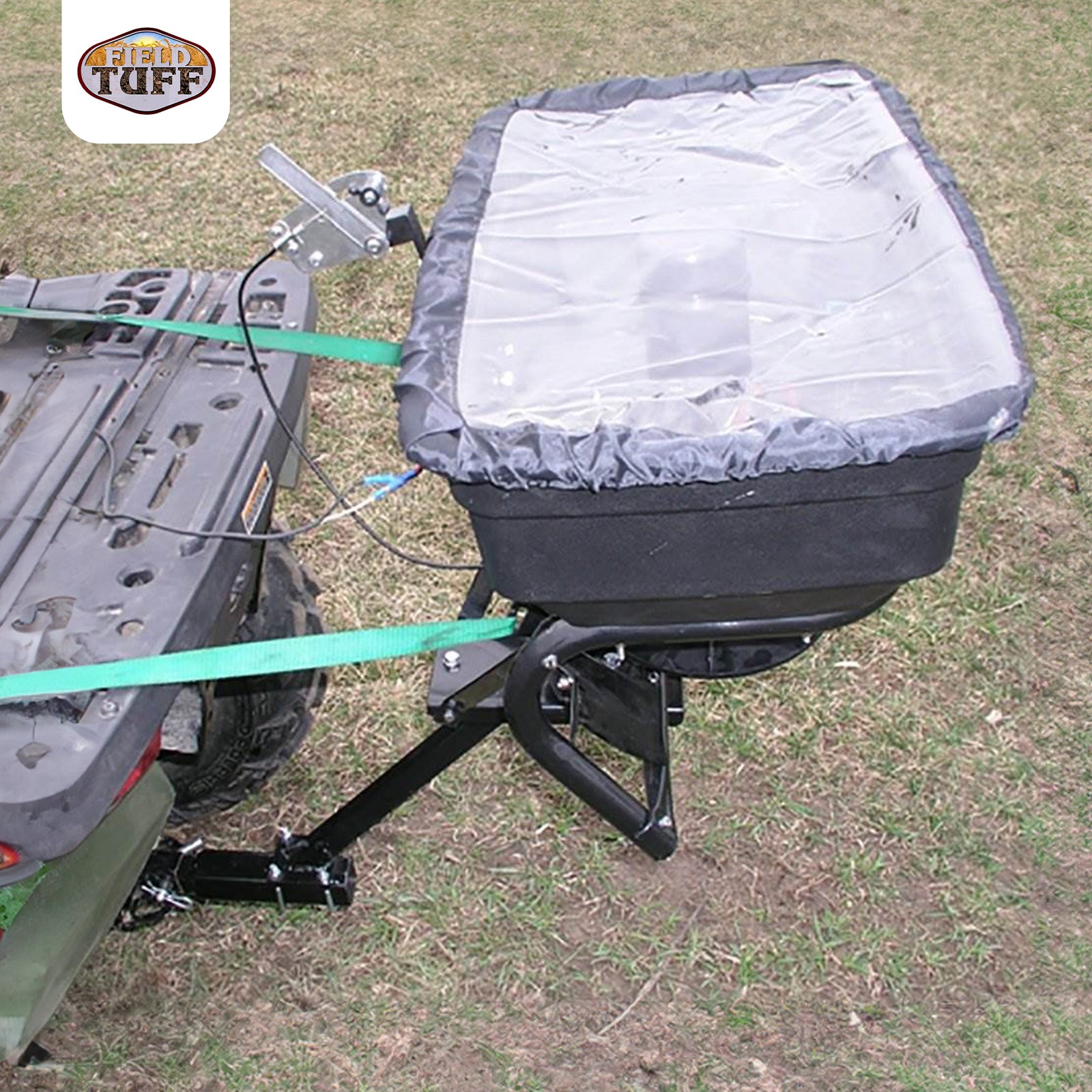 Field Tuff 12V ATV Hitch Mount Receiver 125 lb Fertilizer Spreader (Open Box)